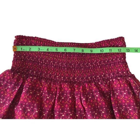 Old‎ Navy Tiered Mini Skirt Burgundy Geometric Pattern Elastic Yoke Waist Small - Picture 6 of 9
